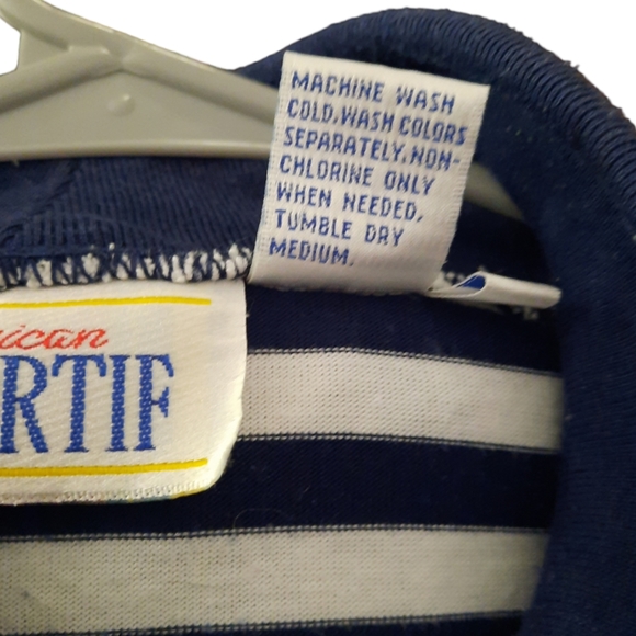 Vintage Sportif Bright Striped Pullover Adj Collared Shirt Long Sleeves Size S - Picture 6 of 6